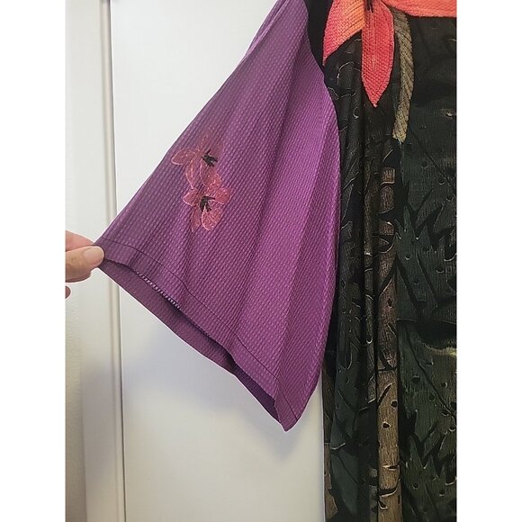 JG's MAD LAB Art to Wear Button-front Tunic Jacket Appliqué Flower 3X Multicolor - Picture 9 of 15